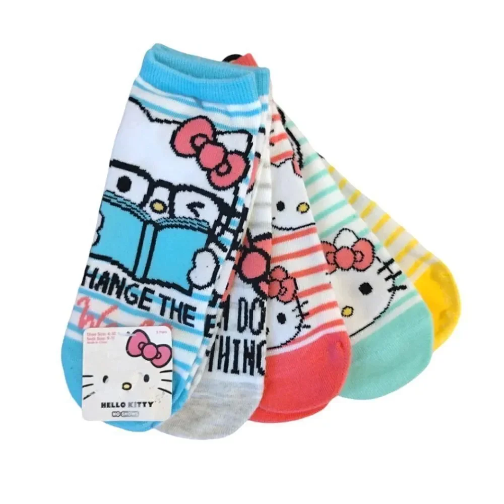 Hello Kitty Colorful Encouragement Printed Socks NWT 5 Pairs No Show